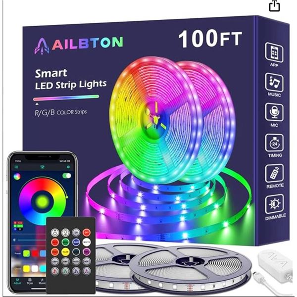 Ailbton Outdoor Waterproof LED Strip Lights for Decoration 100ft