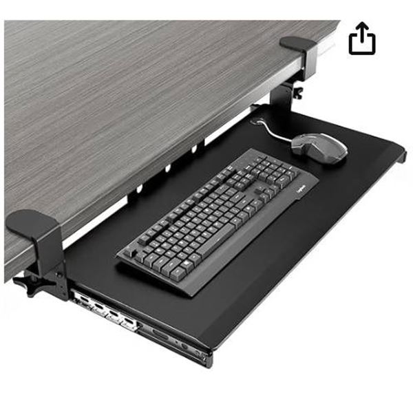 AxWeber Keyboard Tray Under Desk Pull Out with Extra Sturdy C Clamp Mount System AX01WB01