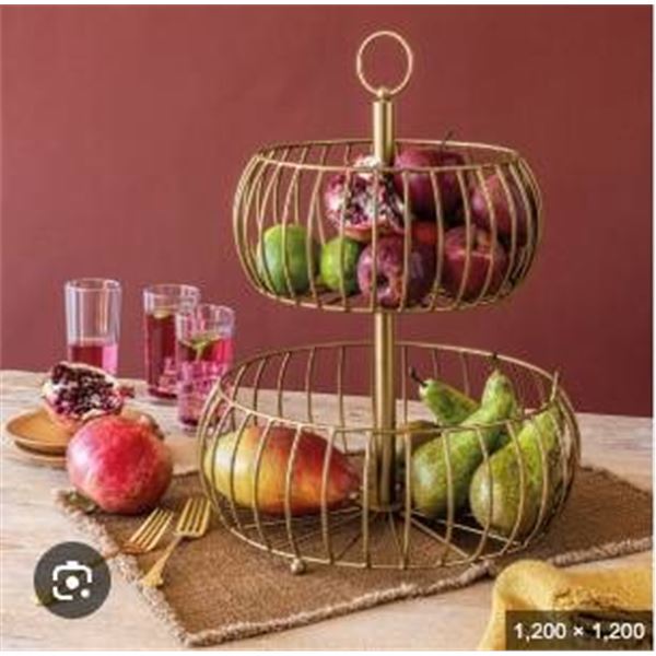 Two-Tier Metal Wire Countertop Organizer in Gold