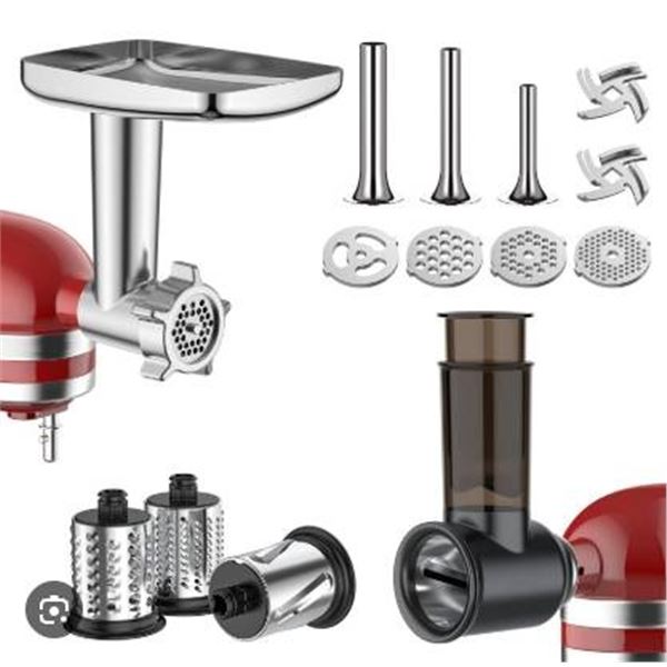 KitchenAid Stand Mixer Attachment Set – Food Grinder, Sausage Stuffer, and Slicer Shredder