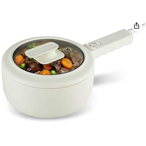 Ceramax Electric Nonstick Skillet With Steamer and Lid, 1.5L in Cream Color