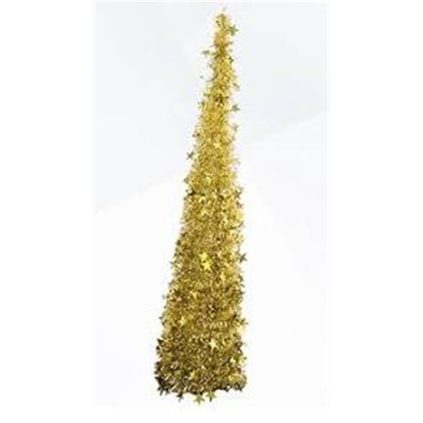 6 Ft Tinsel Tree with Pop-Up Design and Stand Included