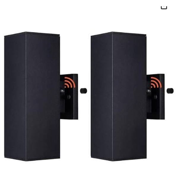 Mirrea Dusk to Dawn Wall Sconce, Model BH004B14-G-2, Matte Black, Pack of 2