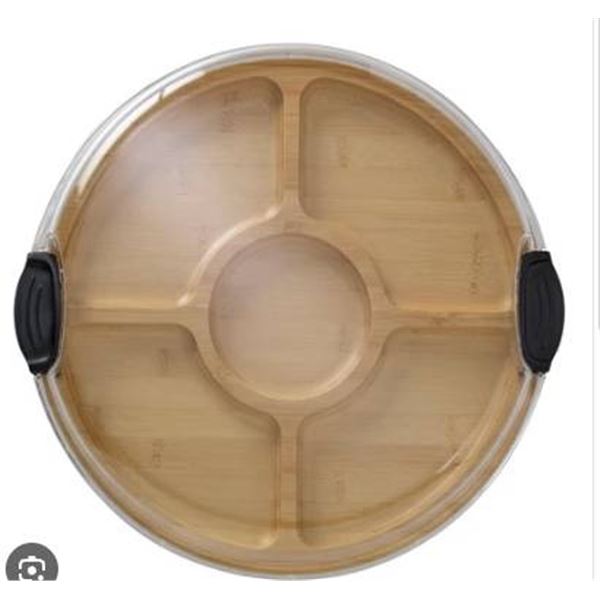 Build-a-Board Bamboo Cutting Board – 14 Inch Round With Locking Lid