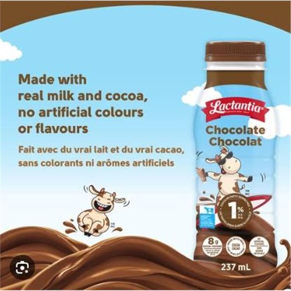 Lactantia Chocolate Partly Skimmed Milk 1 Percent M.F. – 12 x 237 ml