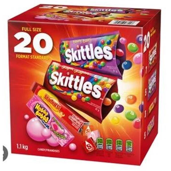 1.1 kg Candy Assortment Featuring Skittles, Starburst, and Hubba Bubba