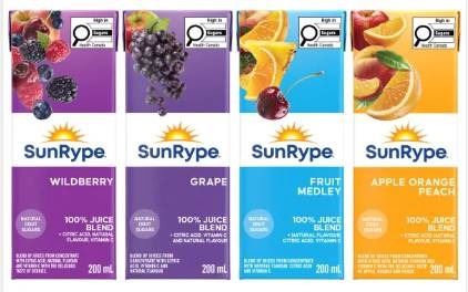 SunRype Juice Variety Pack 40 x 200 mL Multi-Flavors