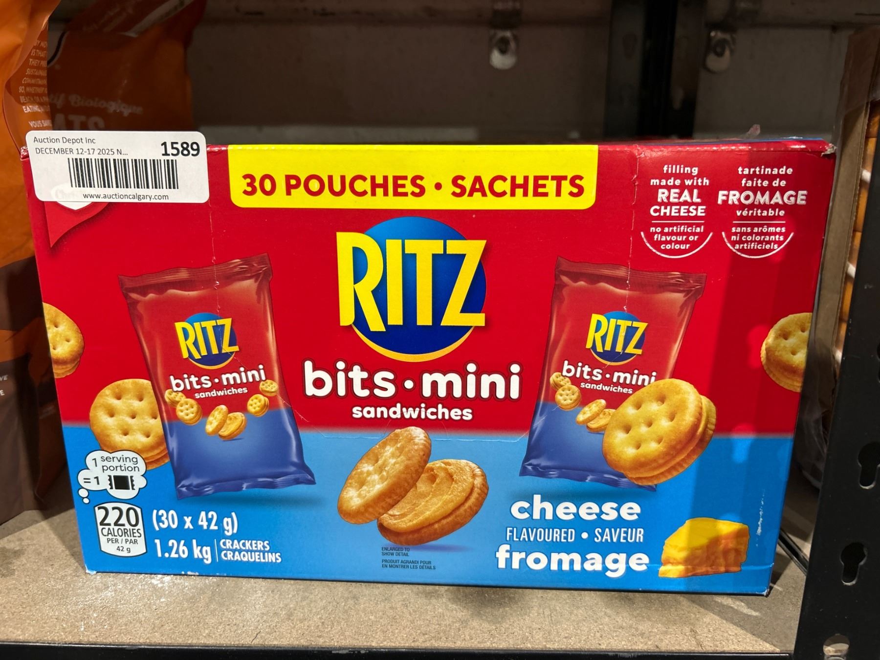 Ritz Bits Mini Cheese Flavored Sandwich Crackers, 1.26 kg - A D Auction ...