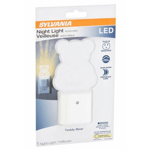 Sylvania LED Night Light With Teddy Bear Design – Plug-In, Dusk-Dawn Sensor