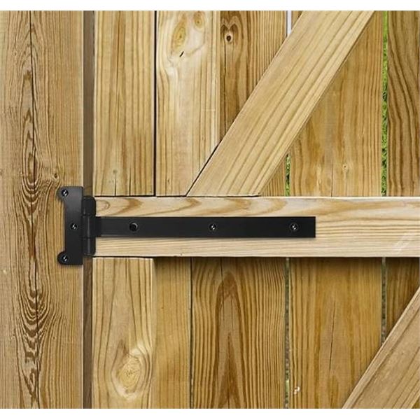 Nuvo Iron SH12BLK Black 12” Heavy Duty Rectangular Strap 2 Gate Hinge, 12 Inch