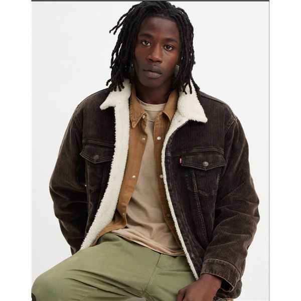 Levi Strauss & Co. Sherpa-Lined Corduroy Jacket in Brown, Size Small