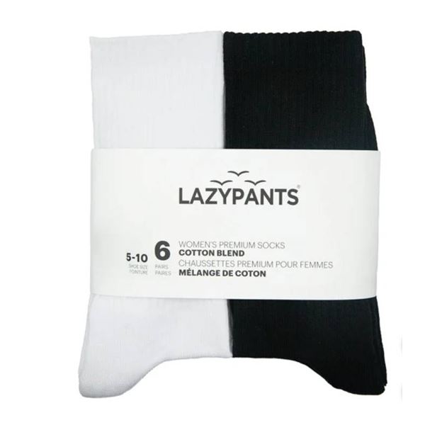 Lazypants Women’s Premium Cotton Blend Socks, 6 Pairs, Size 5-10