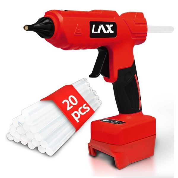 Cordless 100W Hot Glue Gun for Milwaukee M18 Battery, Handheld Heavy Duty Glue Gun Kit with 20pcs Ho
