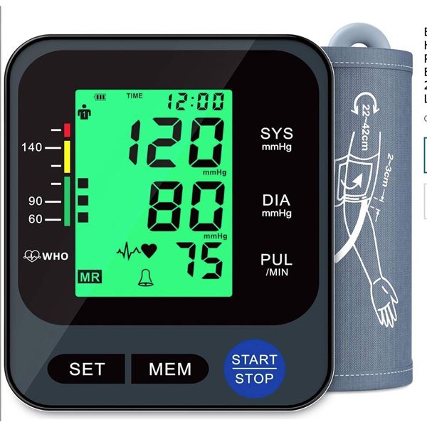 BSX525 Arm-Type Blood Pressure Monitor for Home Use, Automatic Blood Pressure Machine with 3-Color B