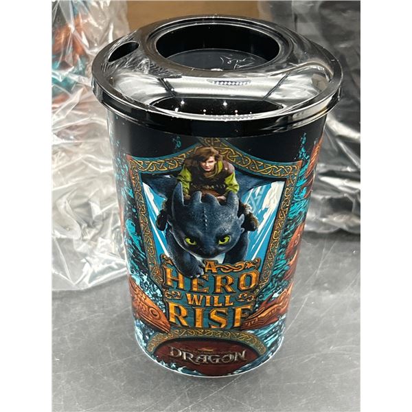 Case Lot – How To Train Your Dragon-Themed Cups with Lids Featuring ‘A Hero Will R