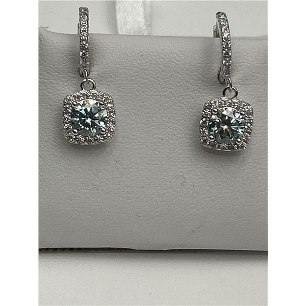 $1430 APPRAISED 2.00 CARAT SQUARE HALO EARRINGS