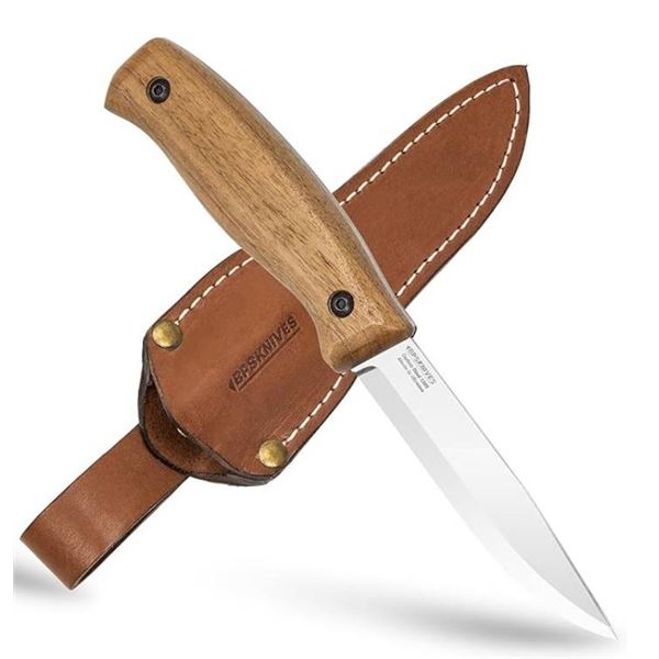 BPS Knives Carbon Steel 1066 Fixed Blade Knife With Leather Sheath
