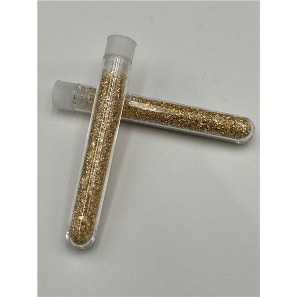 LOT OF 2 – large vials golden flake material