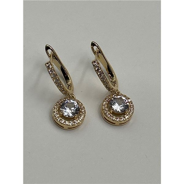 14K GP Drop Earrings with .45 carat solitaire Stones