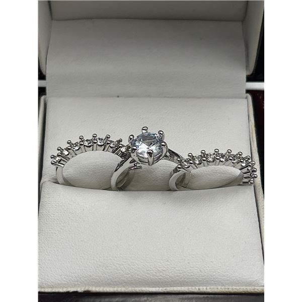Ladies Triple 1.0 Carat Solitaire wedding ring set