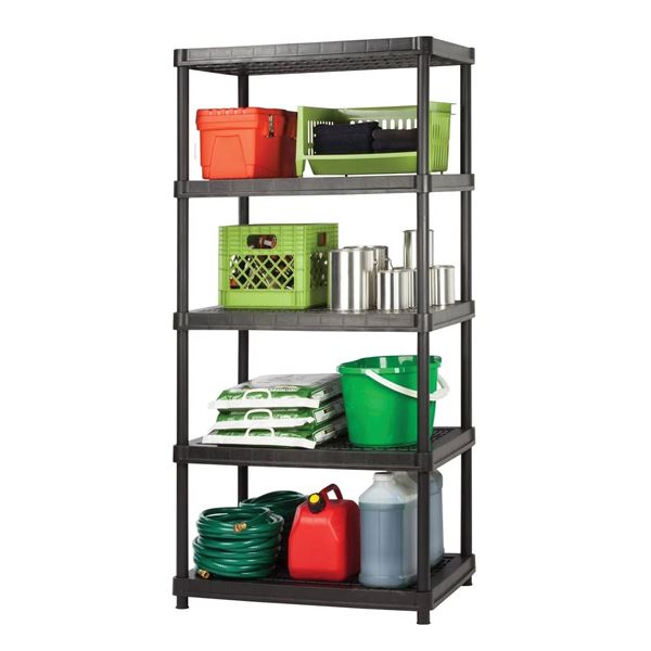 RamTuff Resin Shelving System, 5 Levels, Black