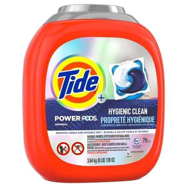 Tide Power Pods Hygienic Clean Detergent, 3.64 kg (128 Oz)