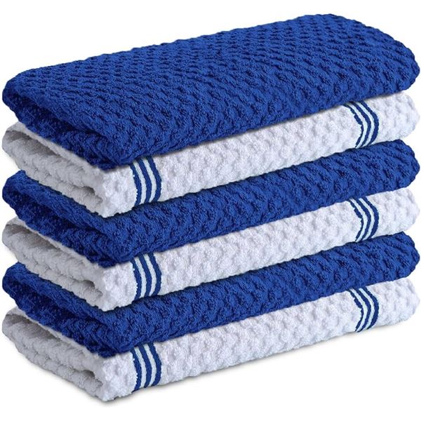 6 Kitchen Towels, Blue Design, Model 5154