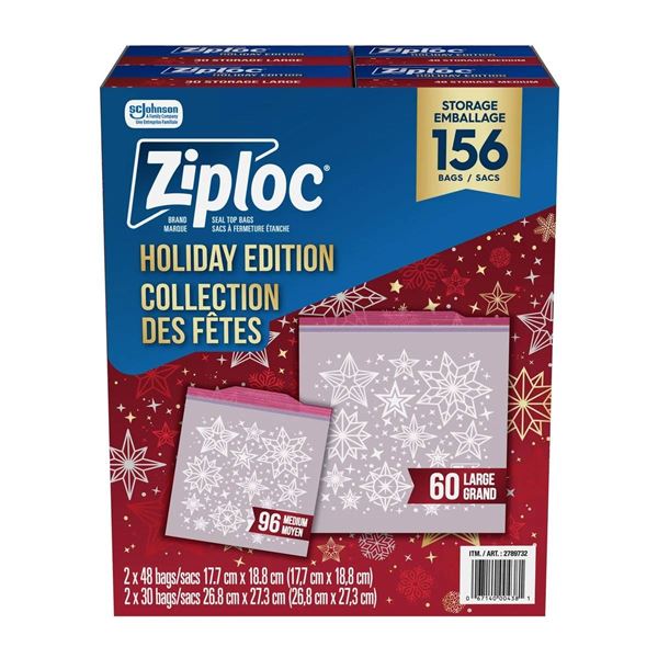 Ziploc Holiday Edition Storage Bags 156 Count