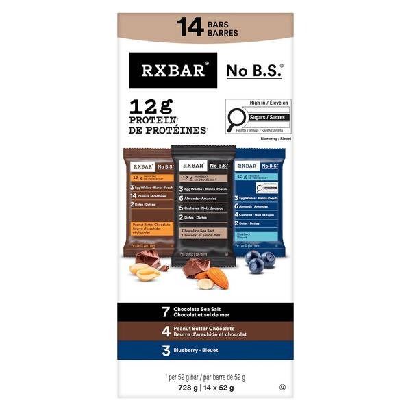 RXBAR No B.S. Protein Bar Variety Pack, 14 Bars, 12g Protein