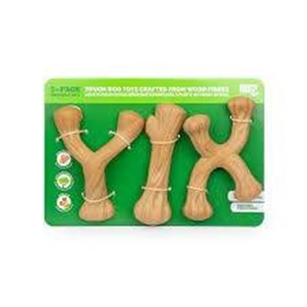 3-Pack Tough Dog Chew Toys Crafted from Wood Fibers