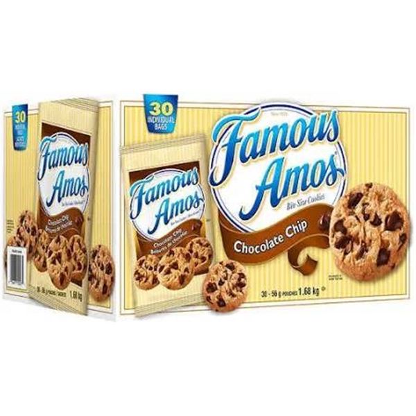 Famous Amos Chocolate Chip Cookies 1.68 kg, 30 Individual Bags