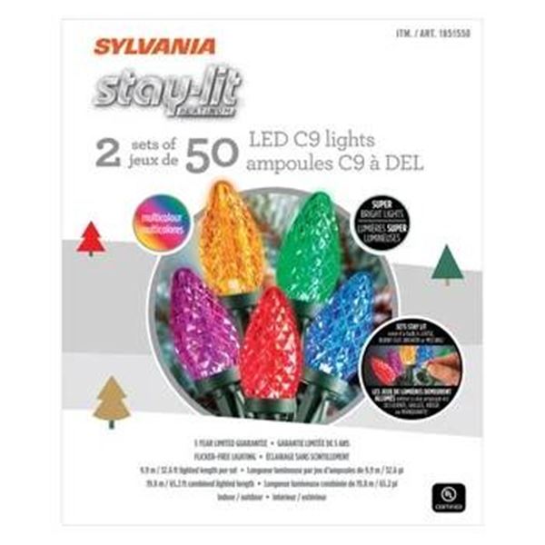 Sylvania Stay-Lit Platinum LED C6 Lights 2 Sets of 100