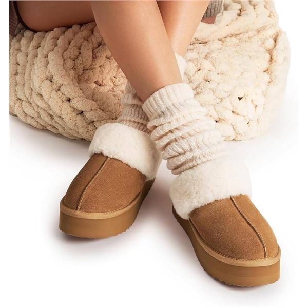 Kirkland Ladies’ Shearling Platform Slippers, Size 11, US/CA, Style 777121