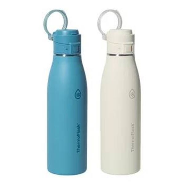 ThermoFlask 24 oz Water Bottles, Set of 2, Blue and Yellow