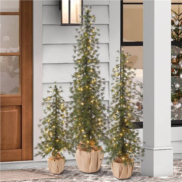 Alpine Trees With 230 LED Lights, Set of 3