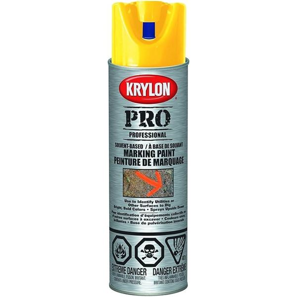 Krylon Pro Professional Solvent-Based Striping Paint, Yellow, Aerosol Can