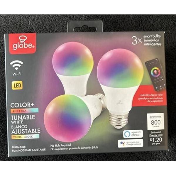 LOT OF 2 Globe LED Color Changing Smart Bulbs – Set of 3 with Remote Control