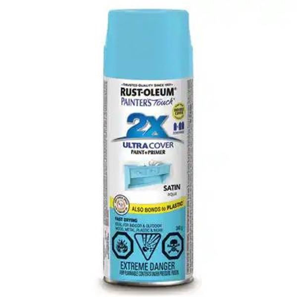 4 Rust-Oleum Painter’s Touch 2X Ultra Cover Satin Aqua Spray Paints