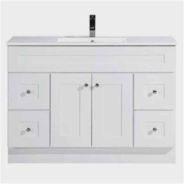 HomeBase 48-Inch Madeline Vanity in White with Sink Basin Included SINK DAMAGED SEE PHOTO