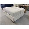 Image 1 : Rectangular Upholstered Ottoman with Split Top, Gray Fabric