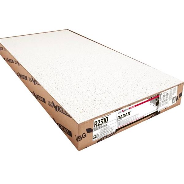 Lot of 5 USG Radar Basic R2310 Acoustical Ceiling Panels, 8 Pieces Per Case