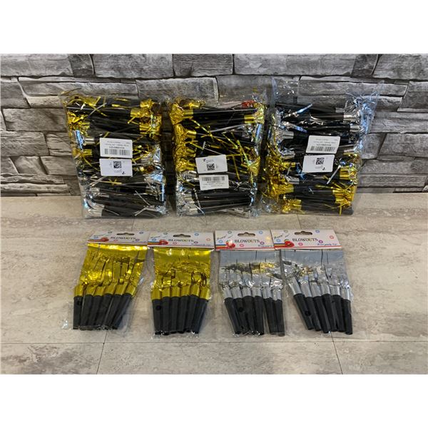Lot of 3 Metallic Fringed Noise Maker Gold And Silver 48 Pcs Per Pack