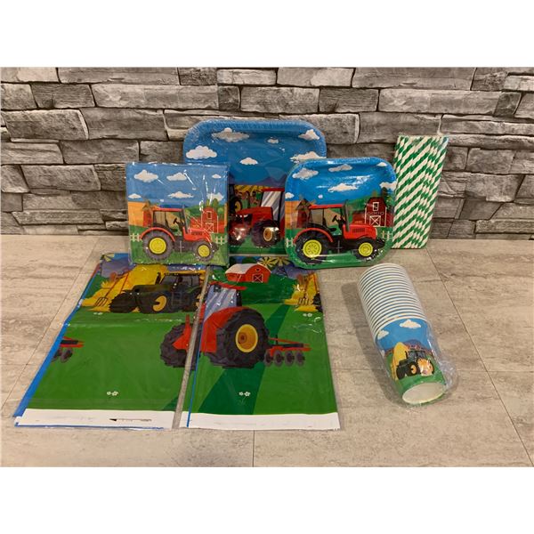 Tractor Farming Party Supplies Stickers Plates Baloons Forks Decorations