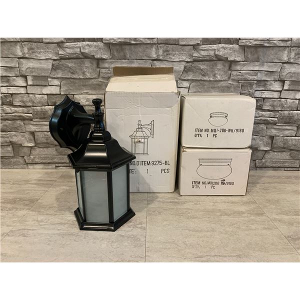 Lot of 3 - 2  Ceiling Lights And 1 Outdoor