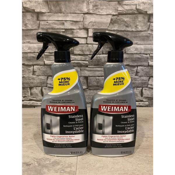 Lot of 2 Weiman Stainless Steel Cleaner & Polish 651ml Per Bottle