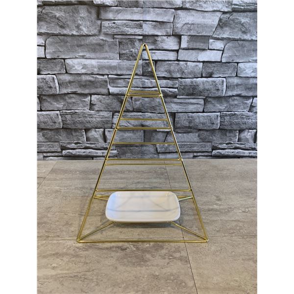 Pyramid Jewelry Organizer With White Tray Gold