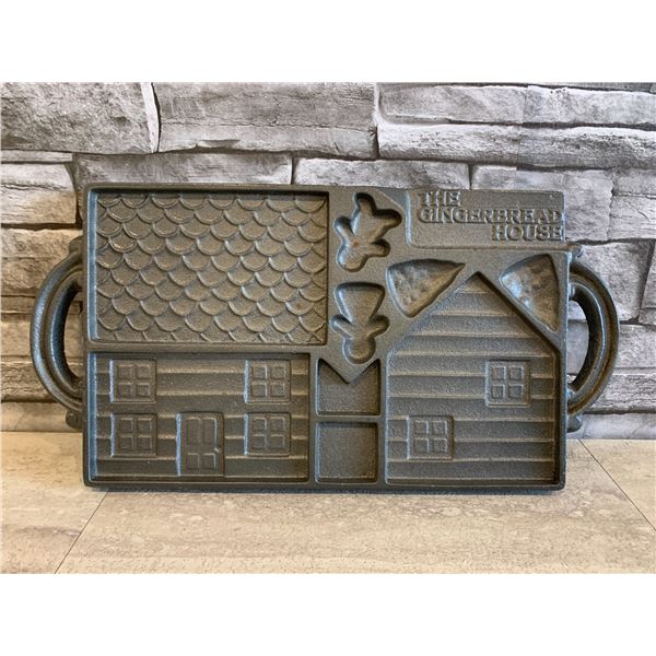 Vintage John Wright Cast Iron Gingerbread House Mold - Double Sided - Like New