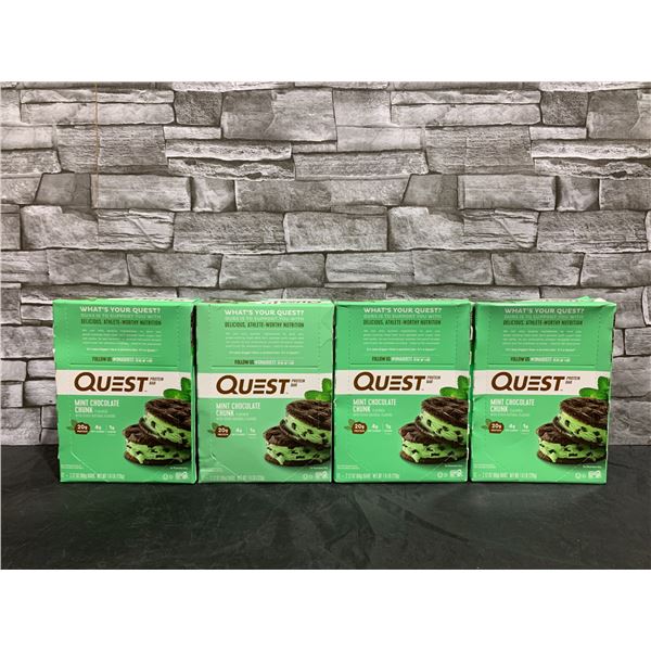 Lot of 4 Boxes of Quest Mint Chocolate Chunk Flavored Protein Bars