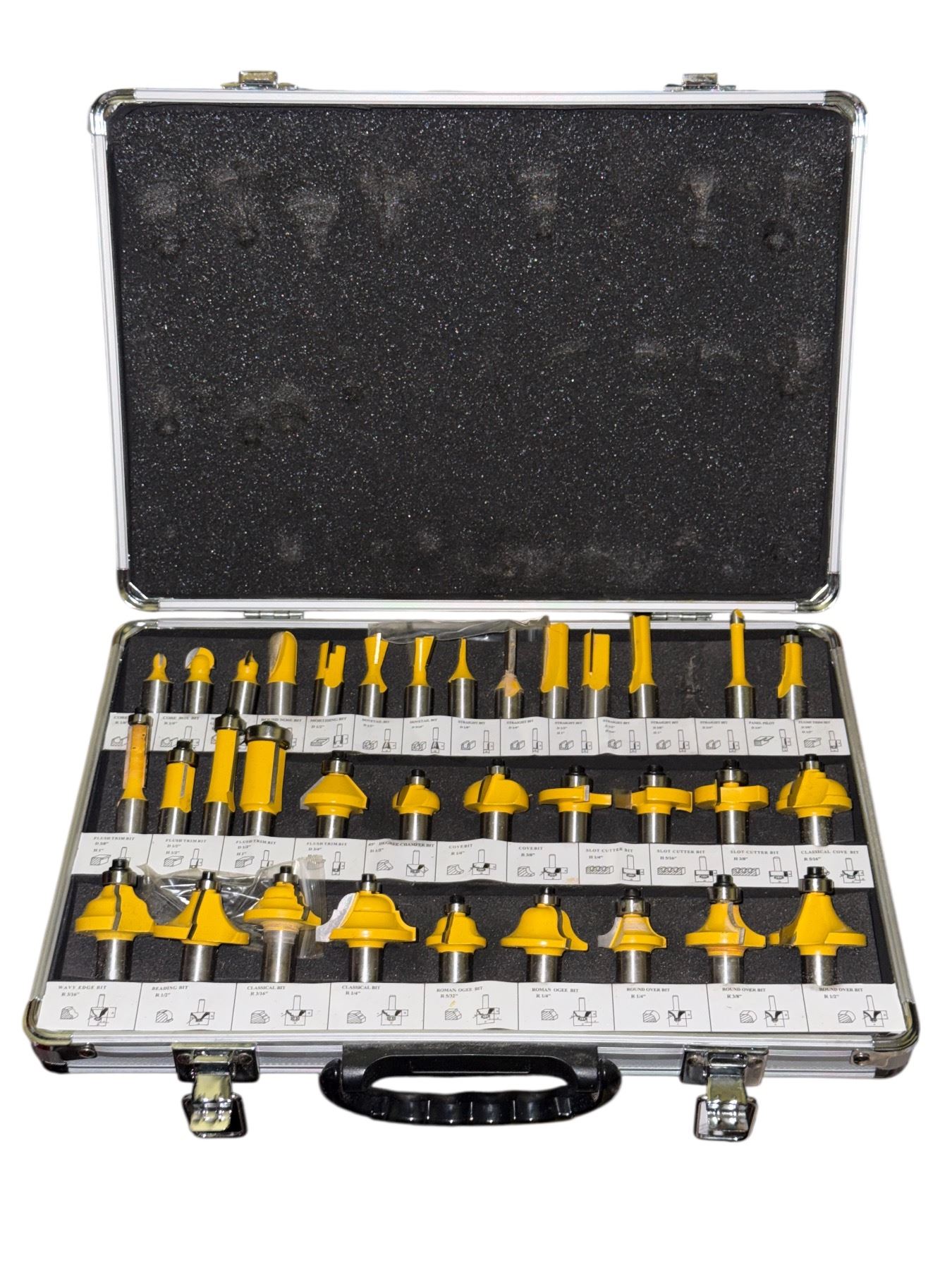 Router Bit Set w/ Aluminum Carry Case Multiple Profiles & Sizes
