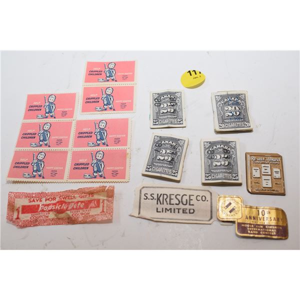 Tax Stamps, Coupons, etc.